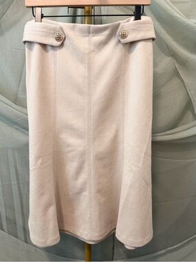 NYCC Cream A-Line Midi Skirt with Button Tab